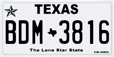 TX license plate BDM3816