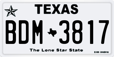 TX license plate BDM3817
