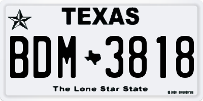 TX license plate BDM3818
