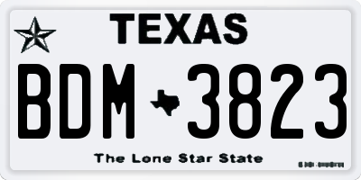 TX license plate BDM3823