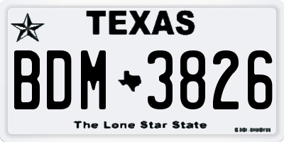 TX license plate BDM3826