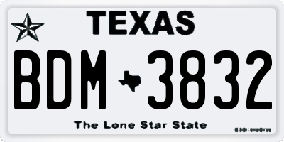 TX license plate BDM3832