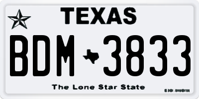 TX license plate BDM3833