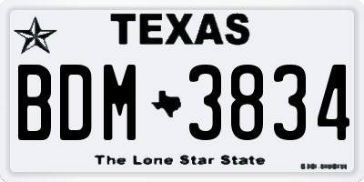 TX license plate BDM3834