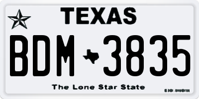 TX license plate BDM3835