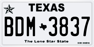 TX license plate BDM3837