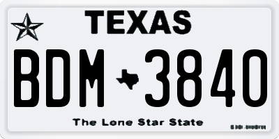 TX license plate BDM3840