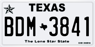 TX license plate BDM3841