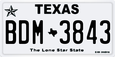 TX license plate BDM3843