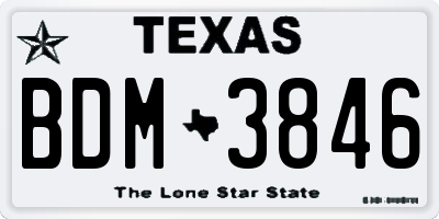 TX license plate BDM3846