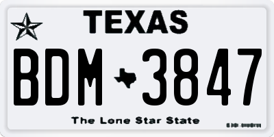 TX license plate BDM3847