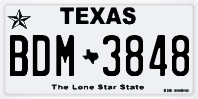 TX license plate BDM3848