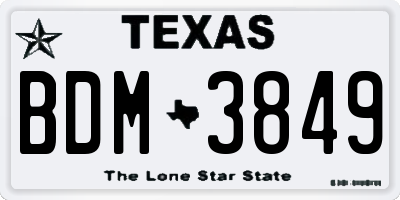 TX license plate BDM3849