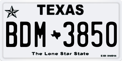 TX license plate BDM3850