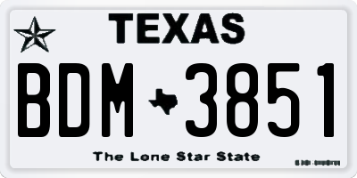 TX license plate BDM3851