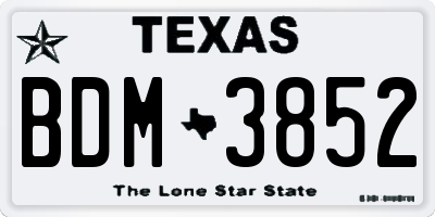 TX license plate BDM3852