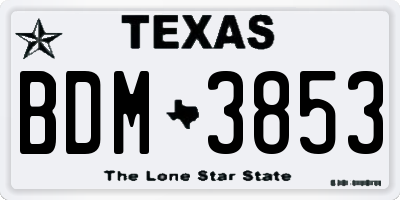 TX license plate BDM3853