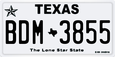 TX license plate BDM3855