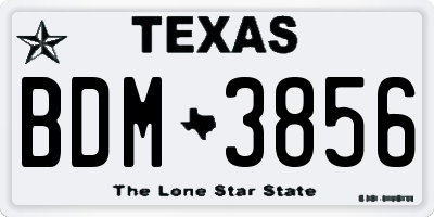TX license plate BDM3856