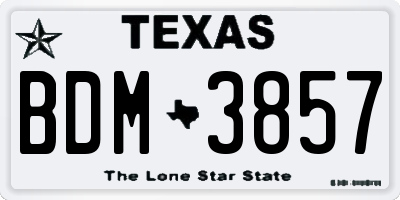TX license plate BDM3857