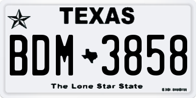 TX license plate BDM3858