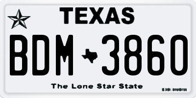 TX license plate BDM3860