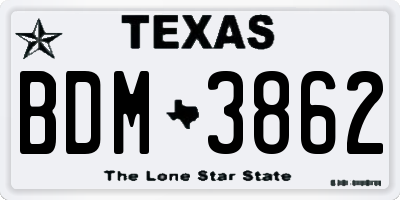 TX license plate BDM3862