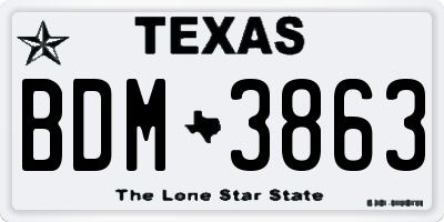 TX license plate BDM3863