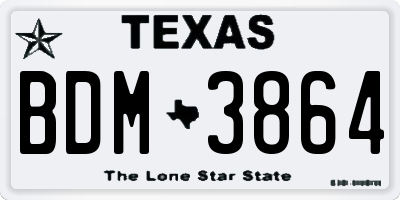 TX license plate BDM3864