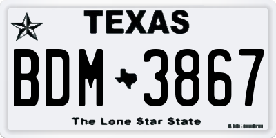 TX license plate BDM3867