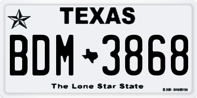 TX license plate BDM3868