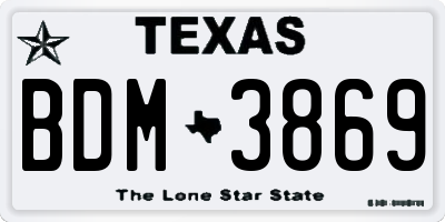TX license plate BDM3869