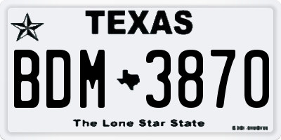 TX license plate BDM3870