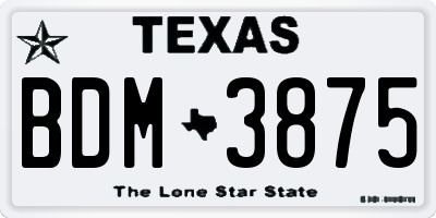 TX license plate BDM3875