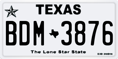 TX license plate BDM3876