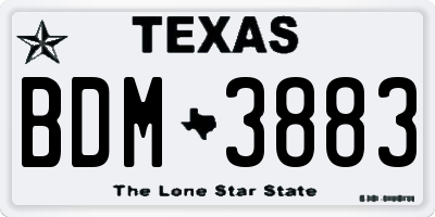 TX license plate BDM3883