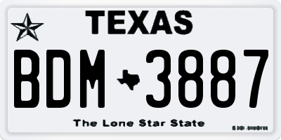 TX license plate BDM3887