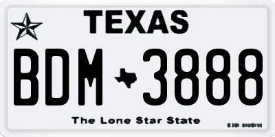 TX license plate BDM3888