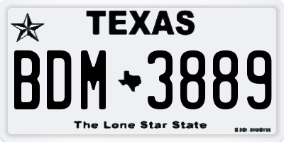 TX license plate BDM3889