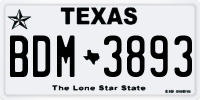 TX license plate BDM3893
