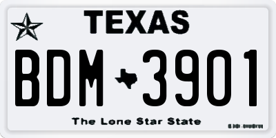 TX license plate BDM3901