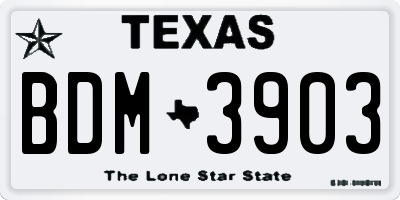 TX license plate BDM3903