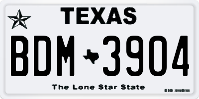 TX license plate BDM3904