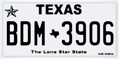 TX license plate BDM3906