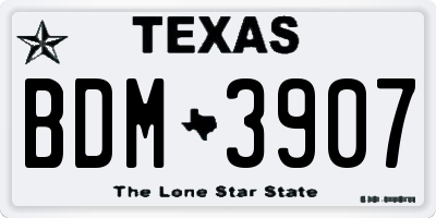 TX license plate BDM3907