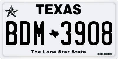 TX license plate BDM3908