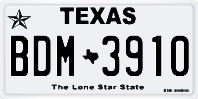 TX license plate BDM3910
