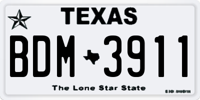 TX license plate BDM3911