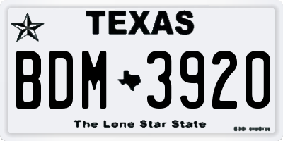 TX license plate BDM3920