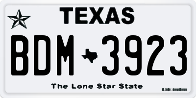 TX license plate BDM3923